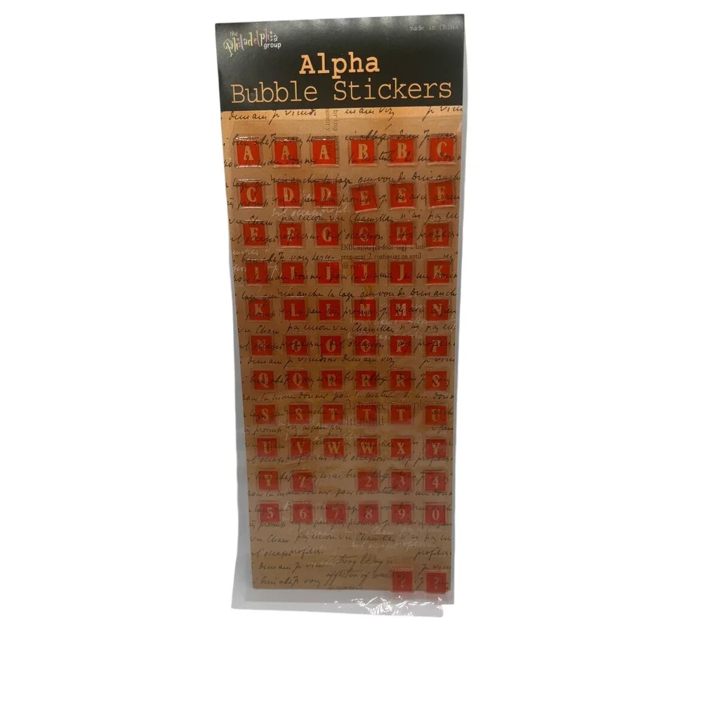 The Philadelphia Group Alpha Bubble Stickers 8 Sheets Multi Color Vintage Script - Picture 2 of 12